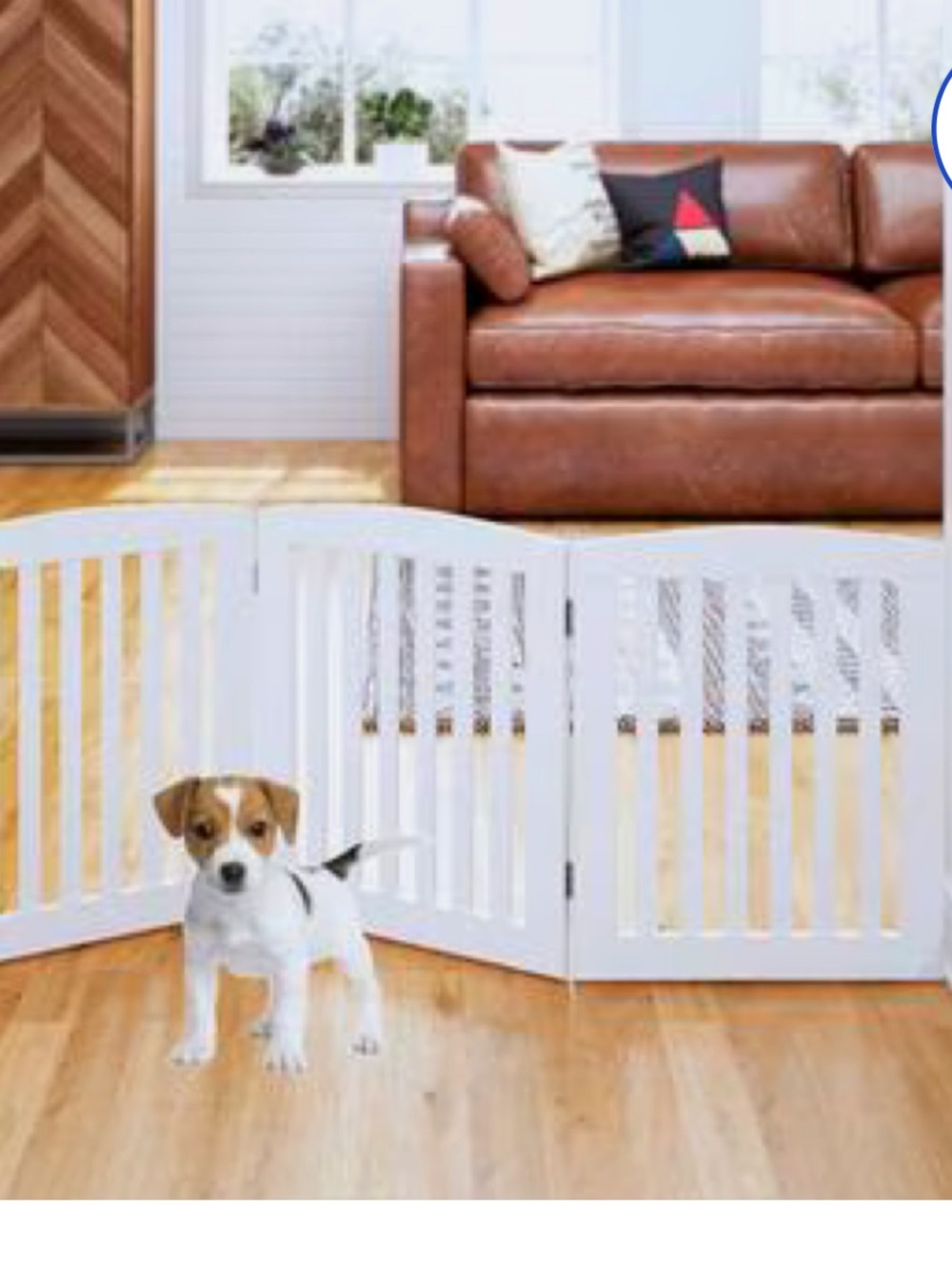 Pawland Freestanding Foldable Wooden Dog Gate, White, 3 Panel